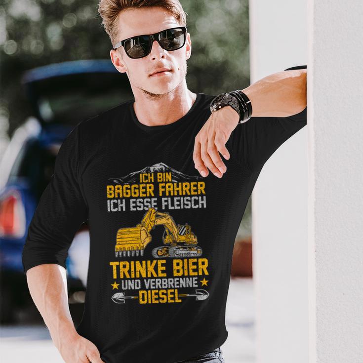 Bagger Ich Esse Fleisch Trinke Bier Underbrenne Diesel Langarmshirts Geschenke für Ihn