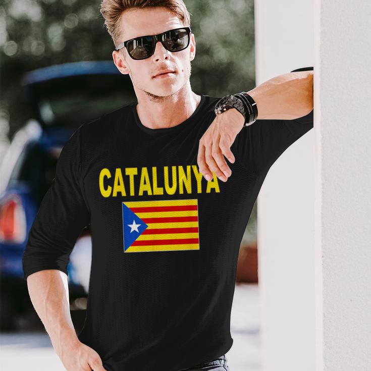 Bandera Catalunya Cool Catalan Cataluña Estelada Banderas Camiseta de manga larga Regalos para él