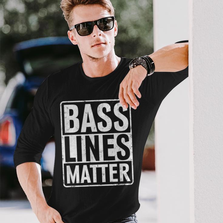 Bass Lines Matte Bass Guitar Bassist Edm Music Fan Langarmshirts Geschenke für Ihn