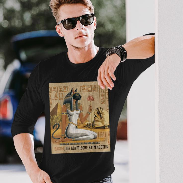 Bastet Egyptian Cat Goddess Antique Egyptian Graphic Langarmshirts Geschenke für Ihn