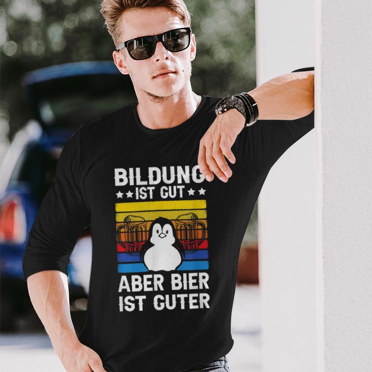 Bildung Ist Gut Aber Bier Ist Guter Sauf Trink Langarmshirts Geschenke für Ihn