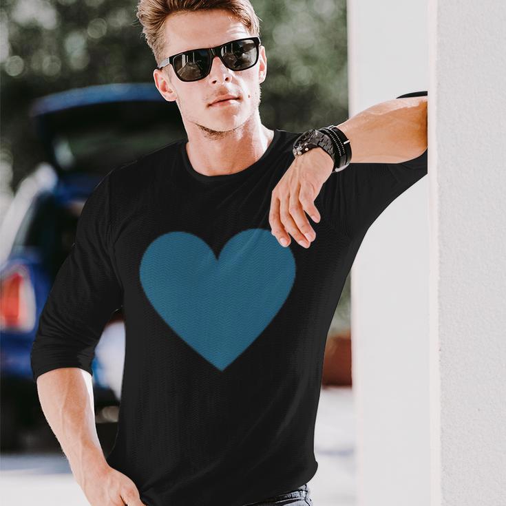 Blaues Herz Simples Minimalistisch Süßes Heart Langarmshirts Geschenke für Ihn