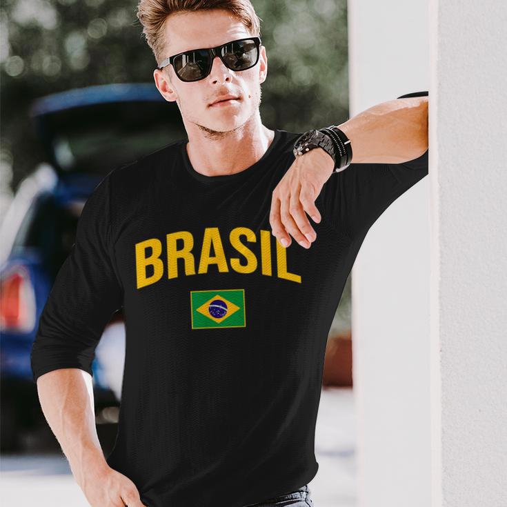 Brazil Flag Of Brazil Classic Langarmshirts Geschenke für Ihn