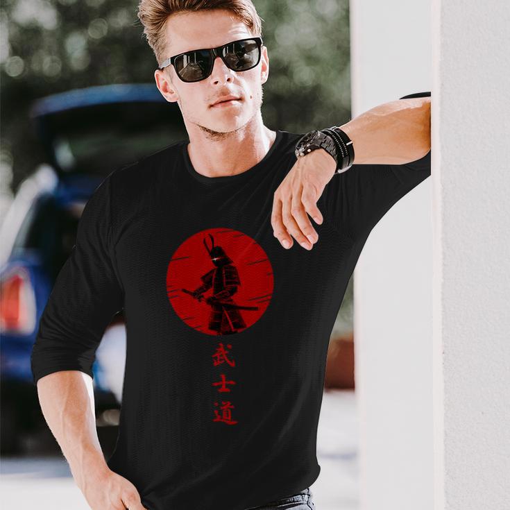 Bushido Samurai Krieger Mit Katana Schwert Anime Style Langarmshirts Geschenke für Ihn