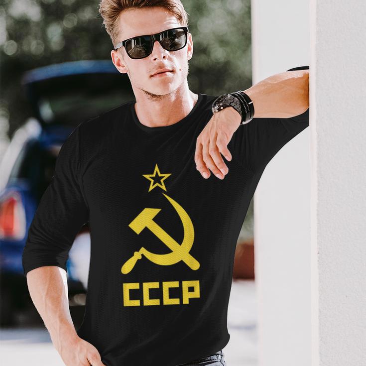 Cccp Ussr Communist Hammer And Sickle Red Langarmshirts Geschenke für Ihn