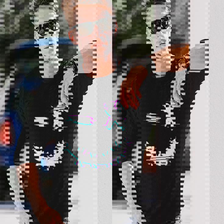 Cool Techno Glitch Smile Trippy Goa Rave Abiti Uomo Donna Maglietta a maniche lunghe Regalos para él