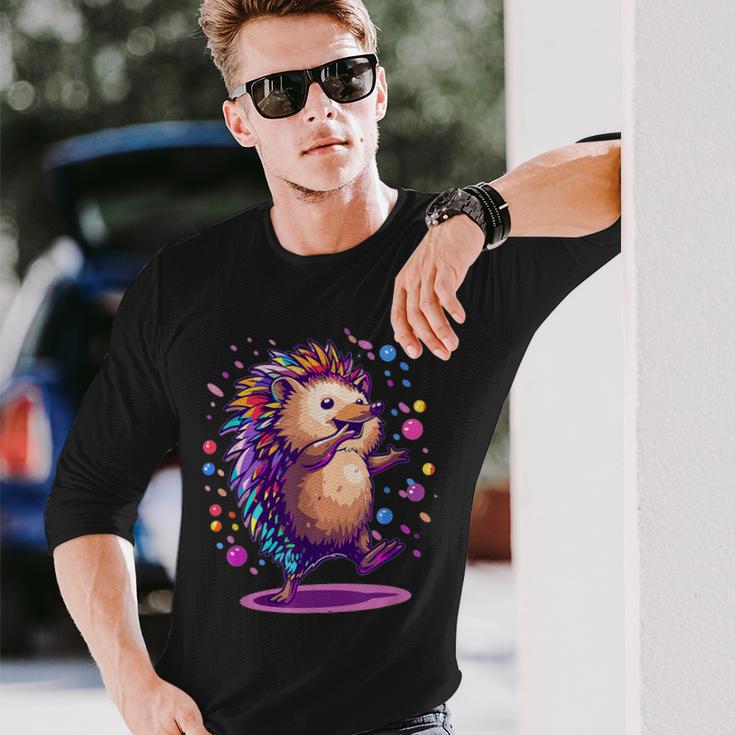 Cute Hedgehog Dancing Langarmshirts Geschenke für Ihn