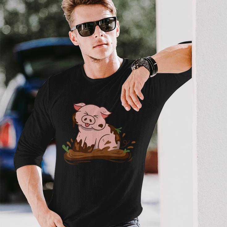 Cute Pig Farm Farming Pig Langarmshirts Geschenke für Ihn