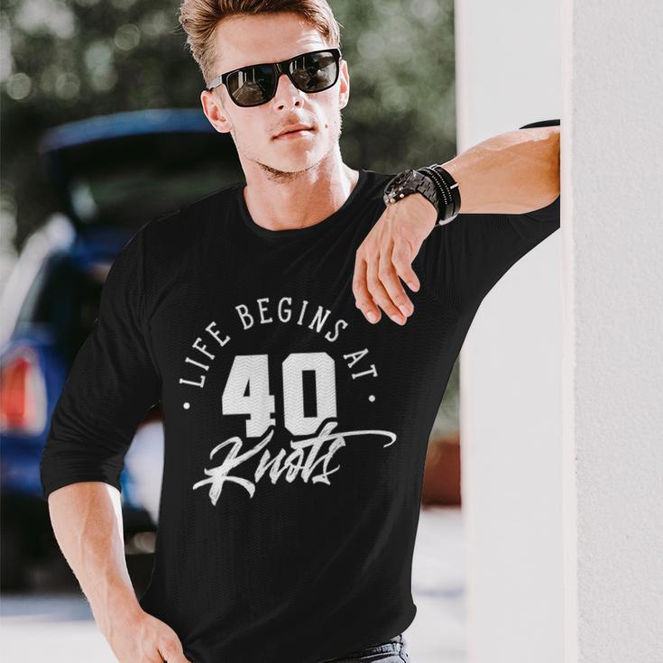 Das Leben Beginnt Bei 40 Knots Kitesurfing Kitesurfer Kitesurf Langarmshirts Geschenke für Ihn