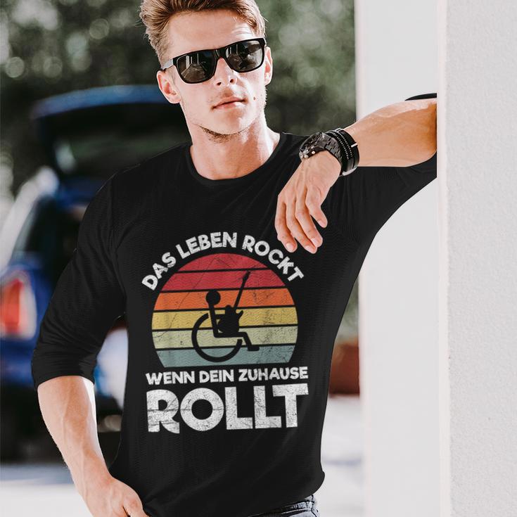 Das Leben Rockt Wenn Dein Zuhause Rollen Wheelchair Saying S Langarmshirts Geschenke für Ihn