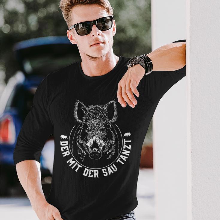 Der Mit Der Sau Tanzt Wildboar Langarmshirts Geschenke für Ihn