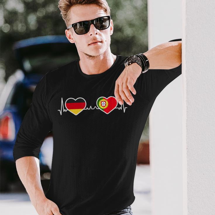 Deutschland Portugal Herz Liebe Herzlinie Langarmshirts Geschenke für Ihn