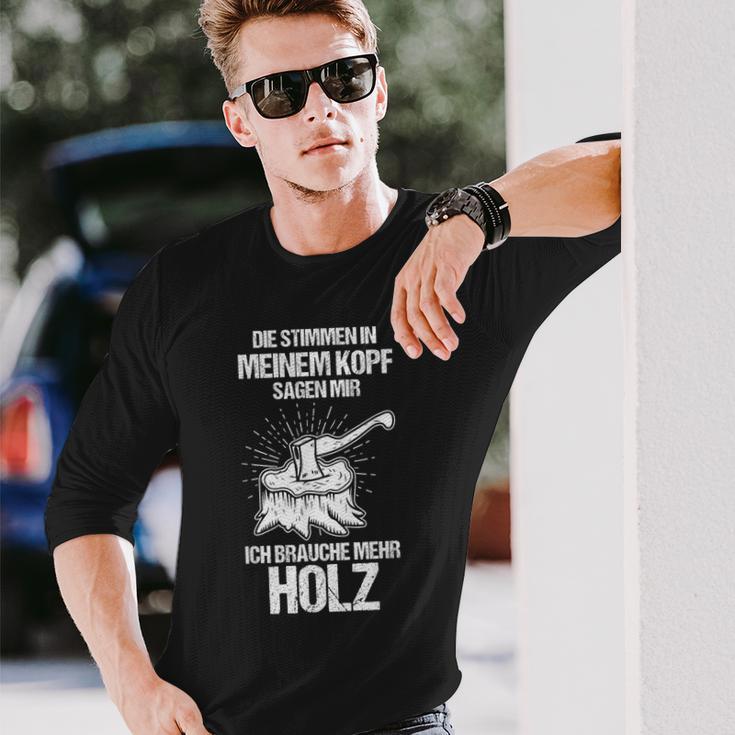 Die Stimmen In Meinem Kopf Sagen Mir Ich Brauche Mehr Mehr Mehr German Langarmshirts Geschenke für Ihn