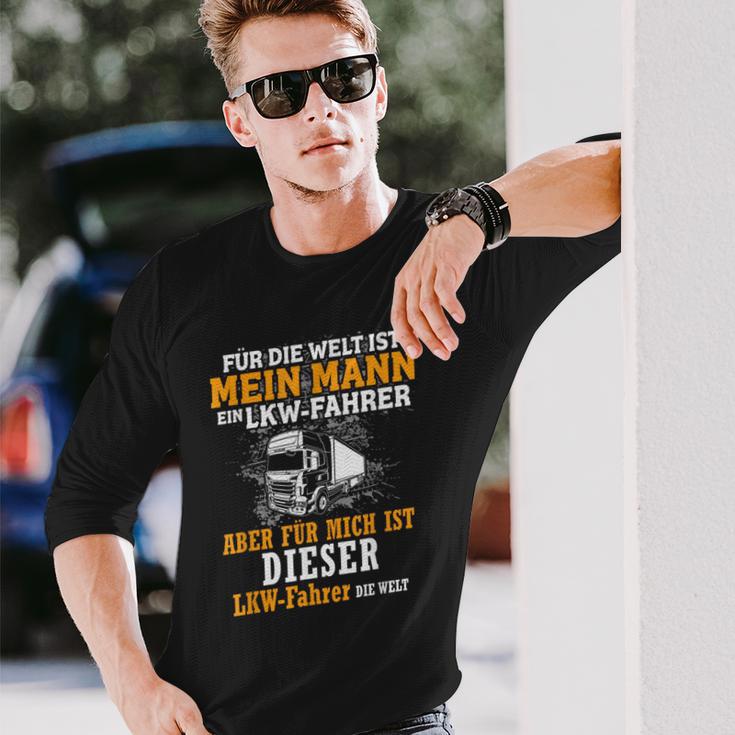 For Die Welt Ist Mein Mann Ein Lkfahrer Liebe Herz Langarmshirts Geschenke für Ihn