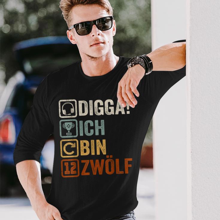 Digga Ich Bin 12 Zwölf Jahre 12Th Birthday Boy Gamer Langarmshirts Geschenke für Ihn