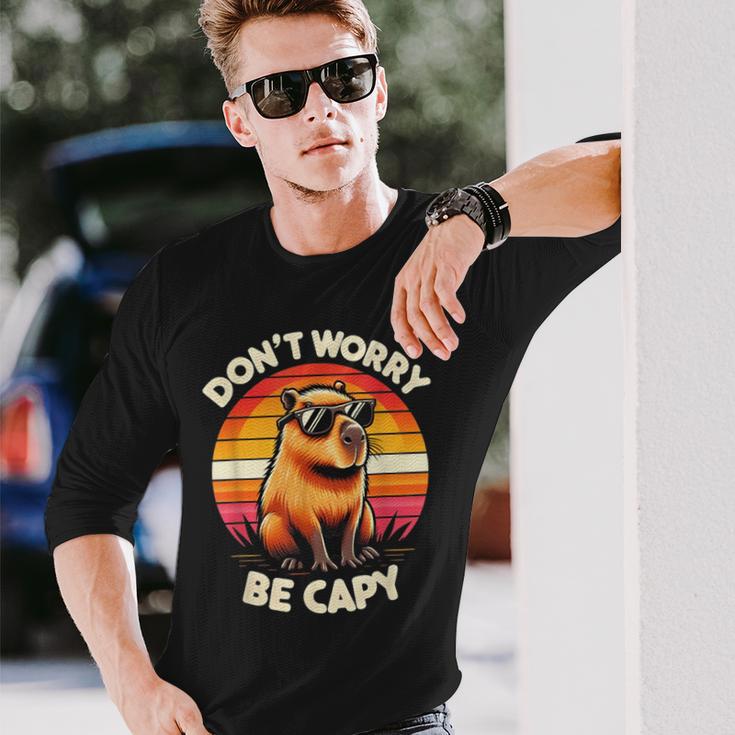 Dont Be Worry Be Capy Capybara Retro Rodent Langarmshirts Geschenke für Ihn