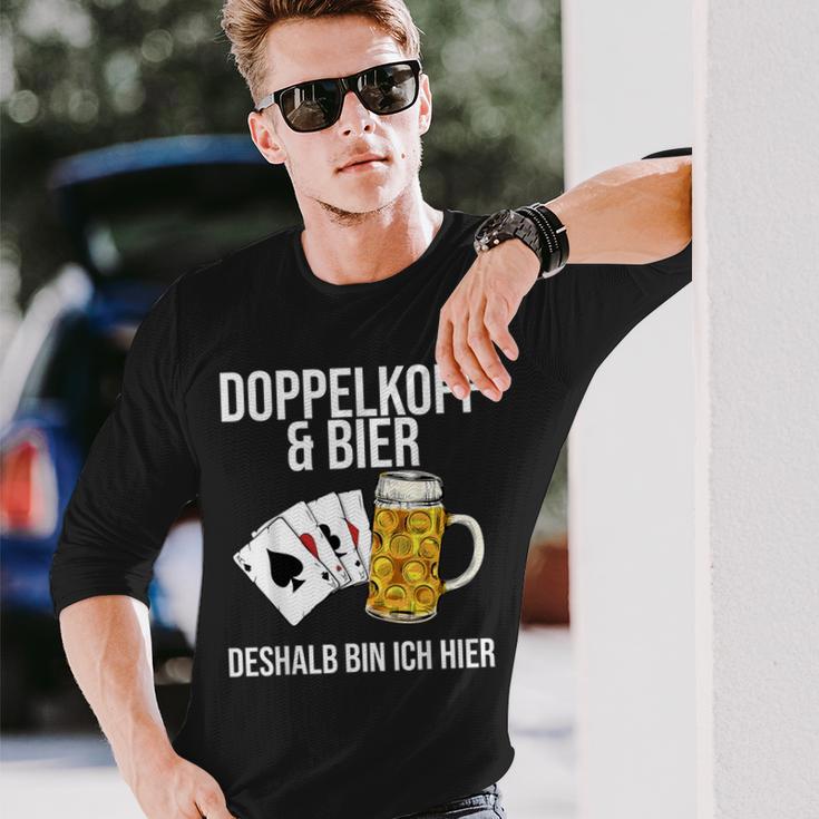 Doppelkopf Und Bier Da Bin Ich Hier Langarmshirts Geschenke für Ihn