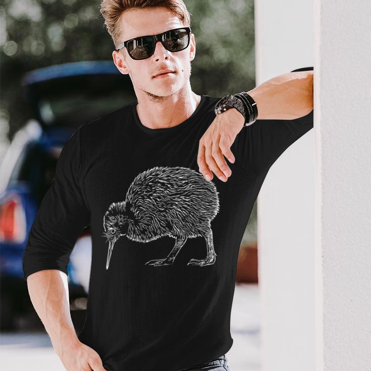 Drawing New Zealand Kiwi Bird Langarmshirts Geschenke für Ihn