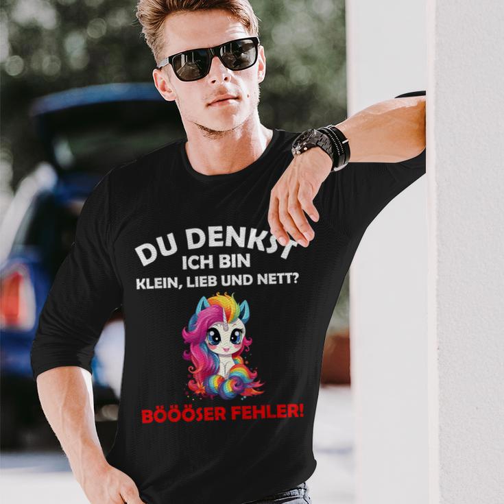 Du Denkst Ich Bin Klein Lieb Und Nett Cute Unicorn Langarmshirts Geschenke für Ihn