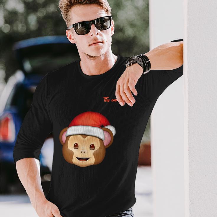 Emoji-Nikolausmütze-Affengesicht Langarmshirts Geschenke für Ihn