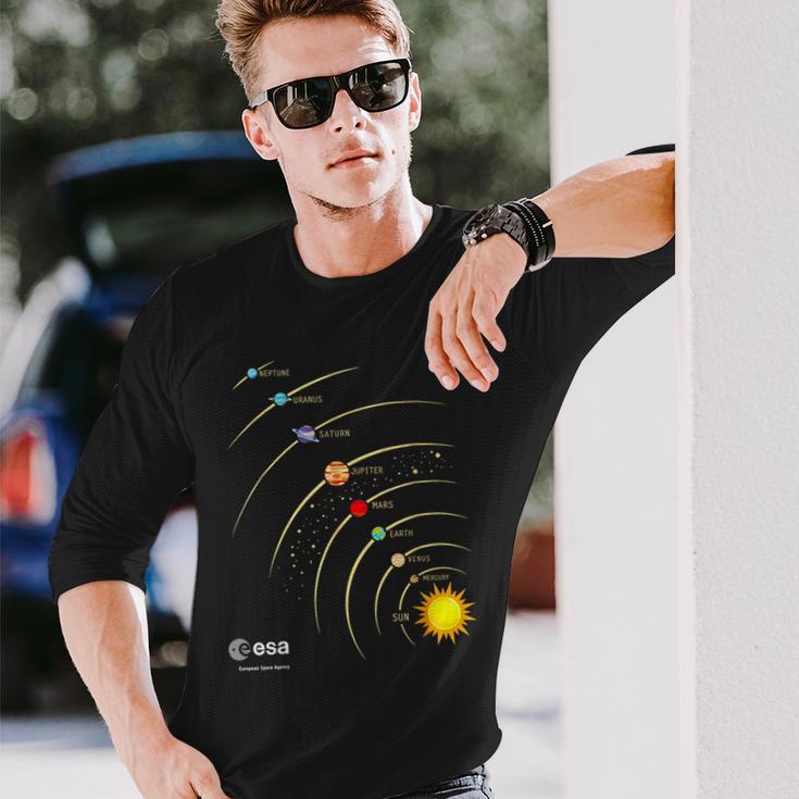 Esa Sonnensystem Planeten Sonne Umlaufbahn Langarmshirts Geschenke für Ihn