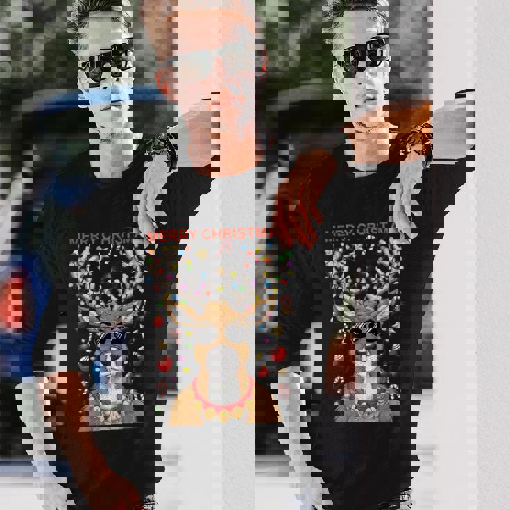 Feliz Navidad Reno Hombres Divertido Camiseta de manga larga