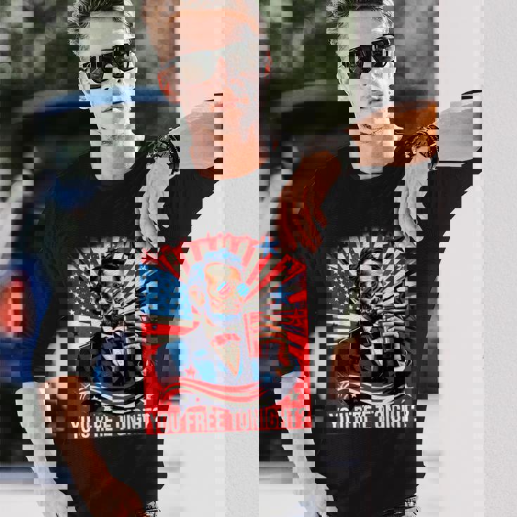 Free Lincoln Washington 4Th Of July Patriotic American Usa Long Sleeve T-Shirt Gifts for Him