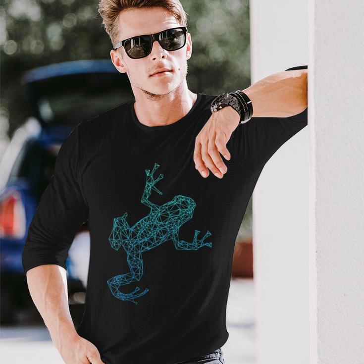 Frosch Pfeilgiftfrosch Grafik Blau Tiere Langarmshirts Geschenke für Ihn