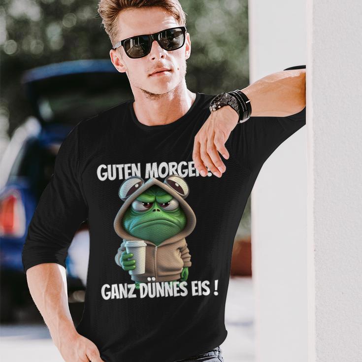 Guten Morgen Ganz Dünnes Eis Frog Motif Langarmshirts Geschenke für Ihn