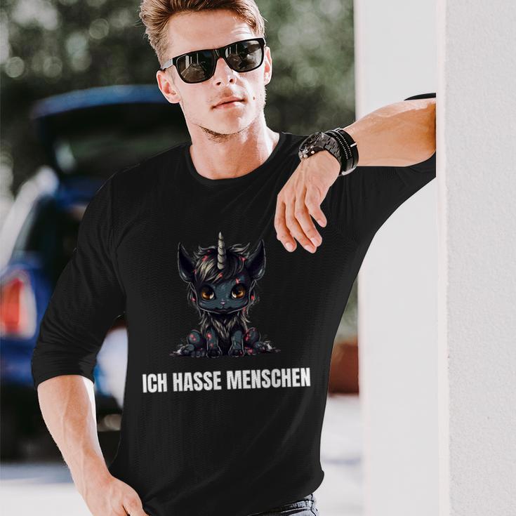 Unicorn Ich Hasse Menschen Langarmshirts Geschenke für Ihn