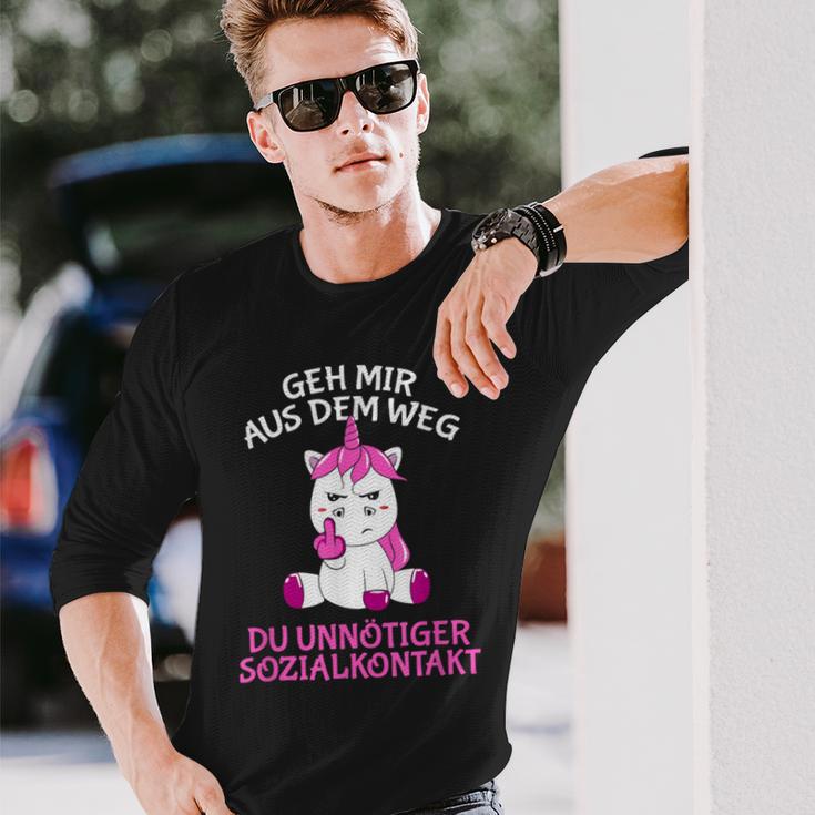 Geh Mir Aus Dem Weg Du Unnötiger Sozialkontakt Unicorn Langarmshirts Geschenke für Ihn