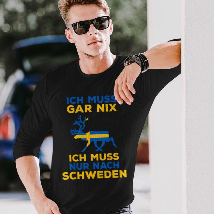 Ich Muss Nur Nach Sweden Scandinavia Nordlicht Langarmshirts Geschenke für Ihn