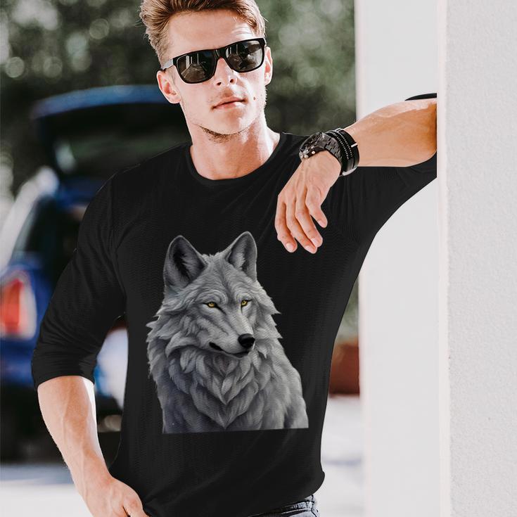 Grauer Wolf Langarmshirts Geschenke für Ihn