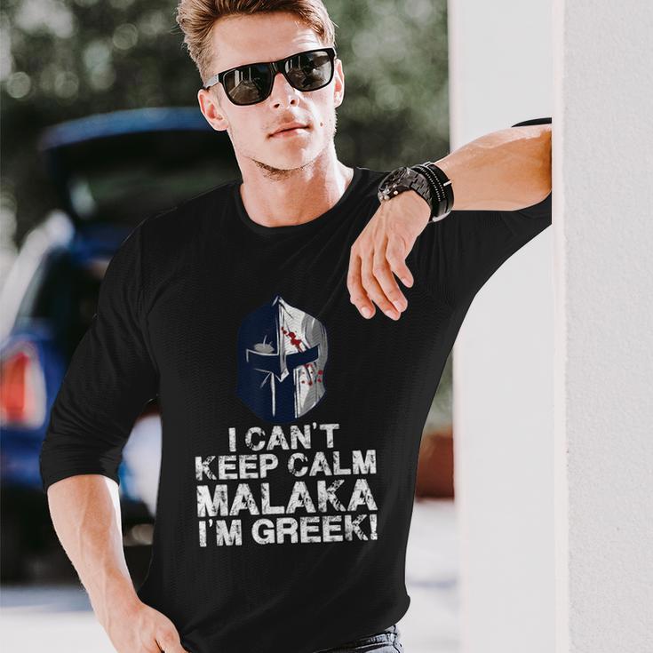 Greek Proud Malaka Greek Spartan Helmet Langarmshirts Geschenke für Ihn