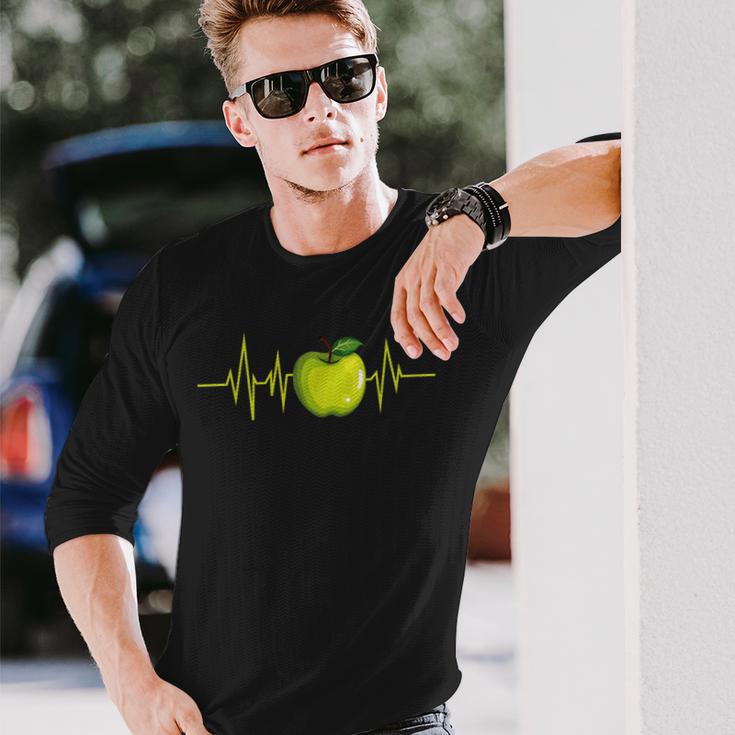 Green Apple Fruit Heartbeat Ecgegan Langarmshirts Geschenke für Ihn