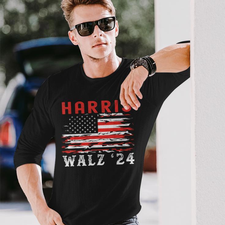 Harris Walz 2024 For President Kamala Harrisp Tim Waltz Langarmshirts Geschenke für Ihn