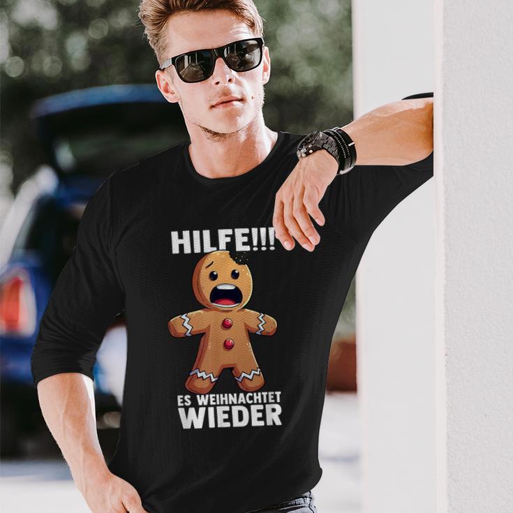 Hilfe Es Weihnachtet Wieder X Xmas Christmas Gingerbread Langarmshirts Geschenke für Ihn