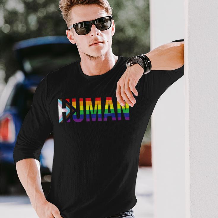 Human Lgbtqia Flag Lgbtq Flag Human Lgbtqia S Langarmshirts Geschenke für Ihn