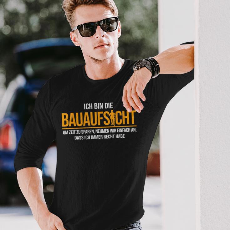 Ich Bin Die Bauaufsicht Hausbau Langarmshirts Geschenke für Ihn