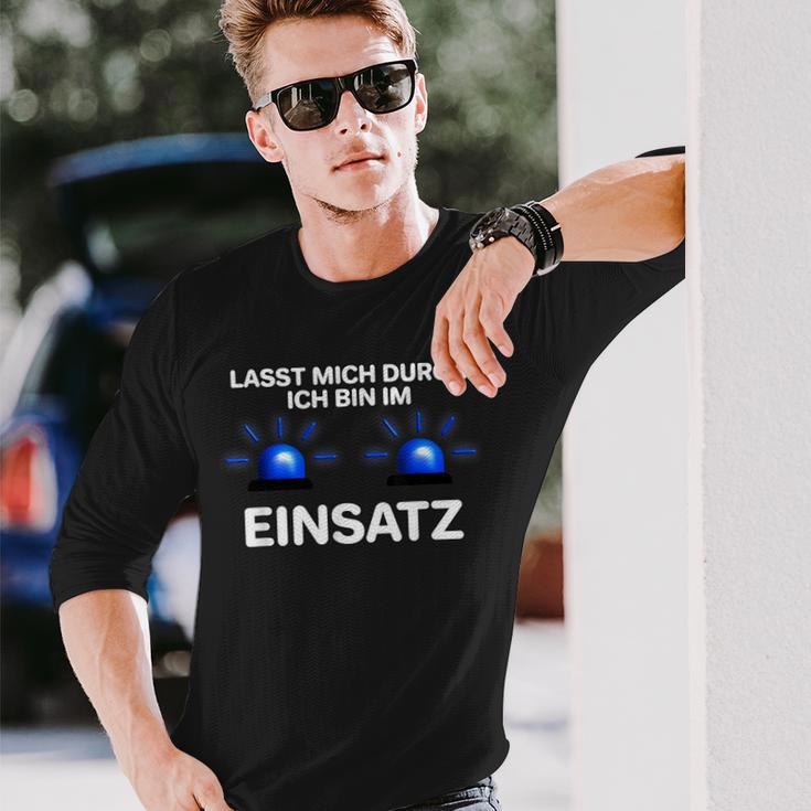 Ich Bin Im Einsatz Blue Light Fire Brigade Police Langarmshirts Geschenke für Ihn