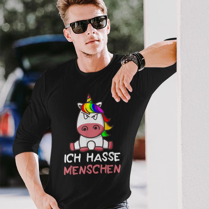 Ich Hasse Menschen Unicorn Langarmshirts Geschenke für Ihn