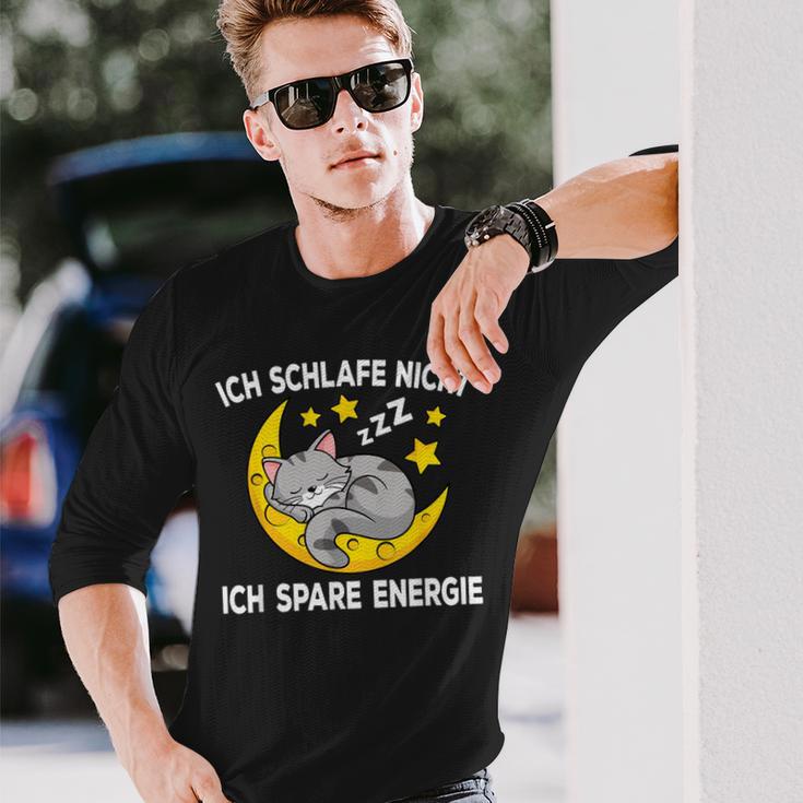 Ich Schlafe Nicht Ich Spare Energie Cat Nightdress Langarmshirts Geschenke für Ihn