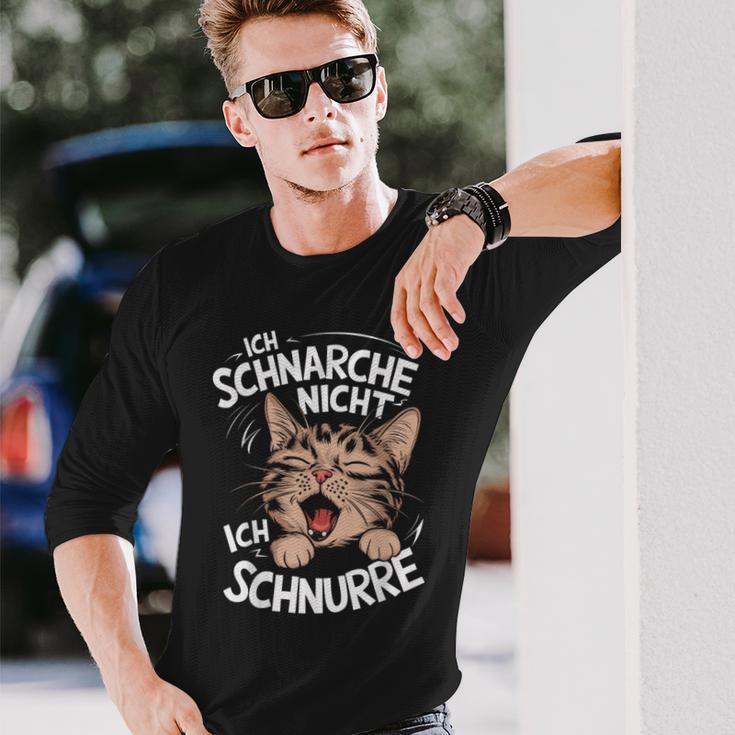 Ich Schnarche Nicht Ich Schnurre Katzen German Langarmshirts Geschenke für Ihn