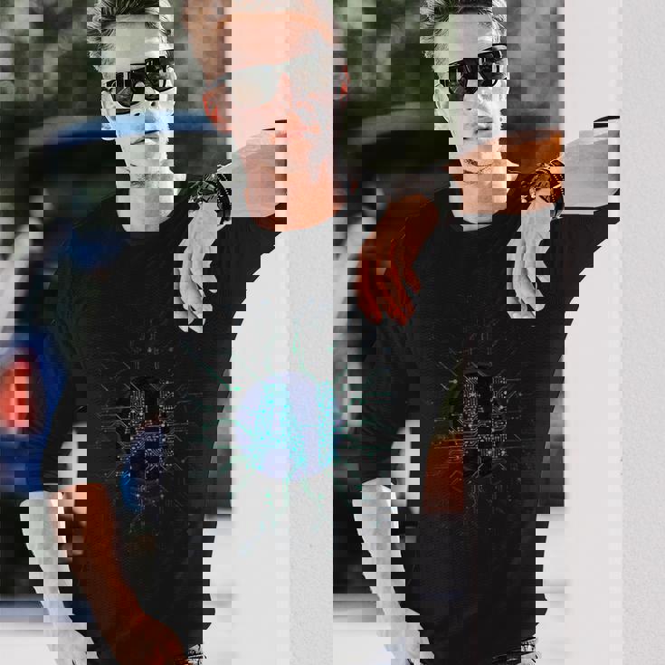Intelligenza Artificiale Lettere Ai Blu In Stile Elettronico Maglietta a maniche lunghe Regalos para él