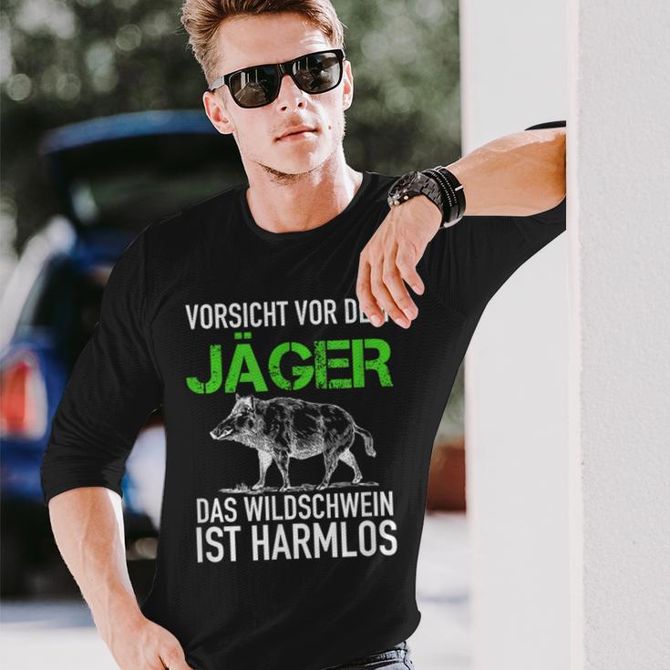 Jagd Jägerorsichtor Dem Jäger Wild Boar Is Harmlos Langarmshirts Geschenke für Ihn