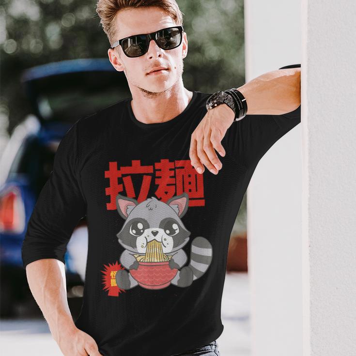 Kawaii Ramen Racoon Otaku Anime Manga Langarmshirts Geschenke für Ihn