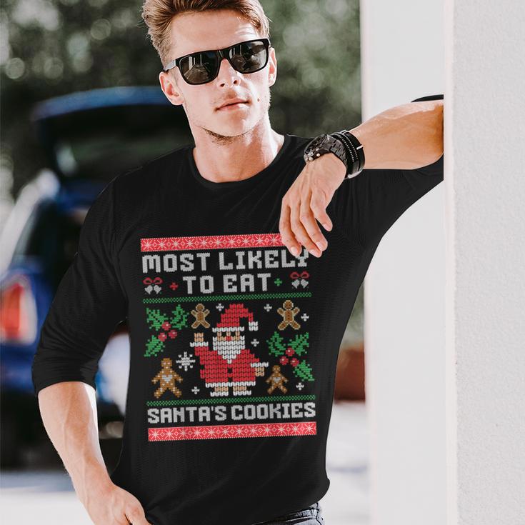 Am Liebsten Santas Kekse Essen Ugly Christmas Langarmshirts Geschenke für Ihn