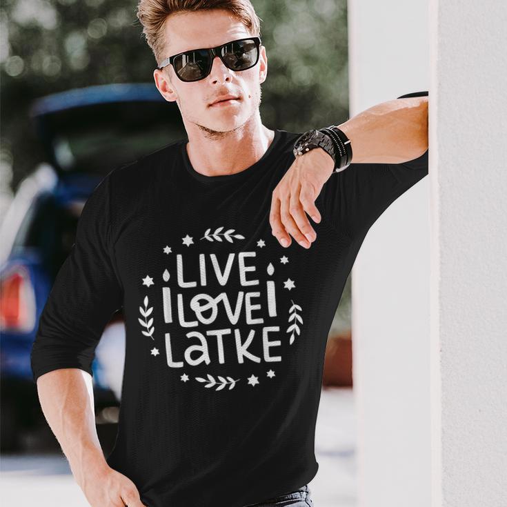 Live Love Latke Hanukkah Hanukkah Langarmshirts Geschenke für Ihn