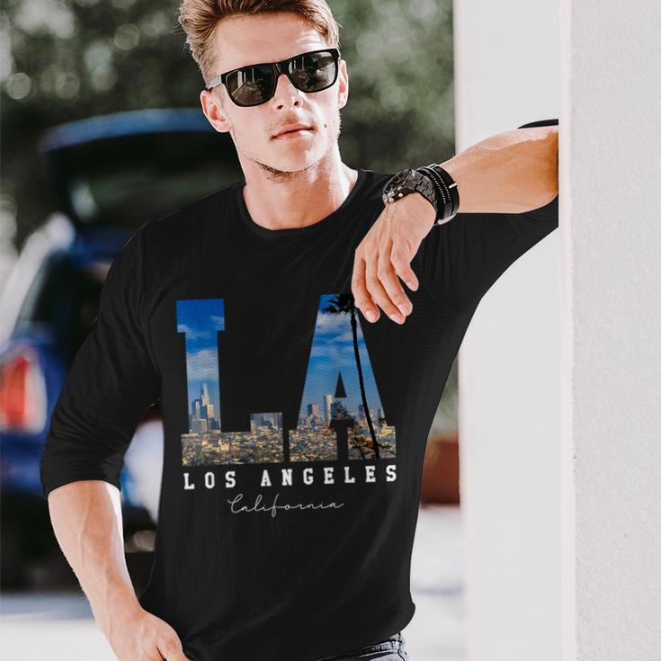 Los-Angeles California La Skyline Pride Langarmshirts Geschenke für Ihn