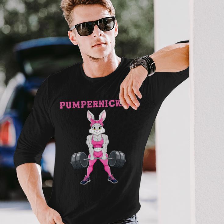 Lustiges Pumpernickel Damen Fitness Workout Langarmshirts Geschenke für Ihn